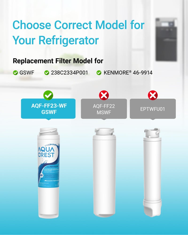 AquaCrest AQUA CREST GSWF Refrigerator Water Filter, Replacement for GEÂ® GSWF Smart Water 238C2334P001, KenmoreÂ® 46-9914, 469914, 9914, 2 Filters - Image 2